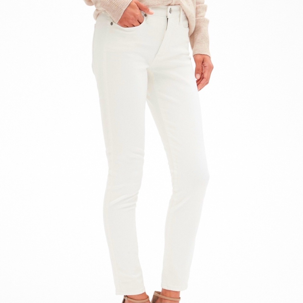 Banana Republic White Skinny Mid Rise Jeans 28P NEW